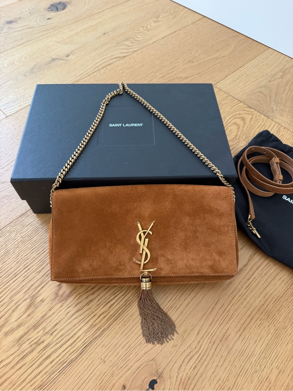 AUTHENTIC Saint Laurent Suede Kate 99 tassel